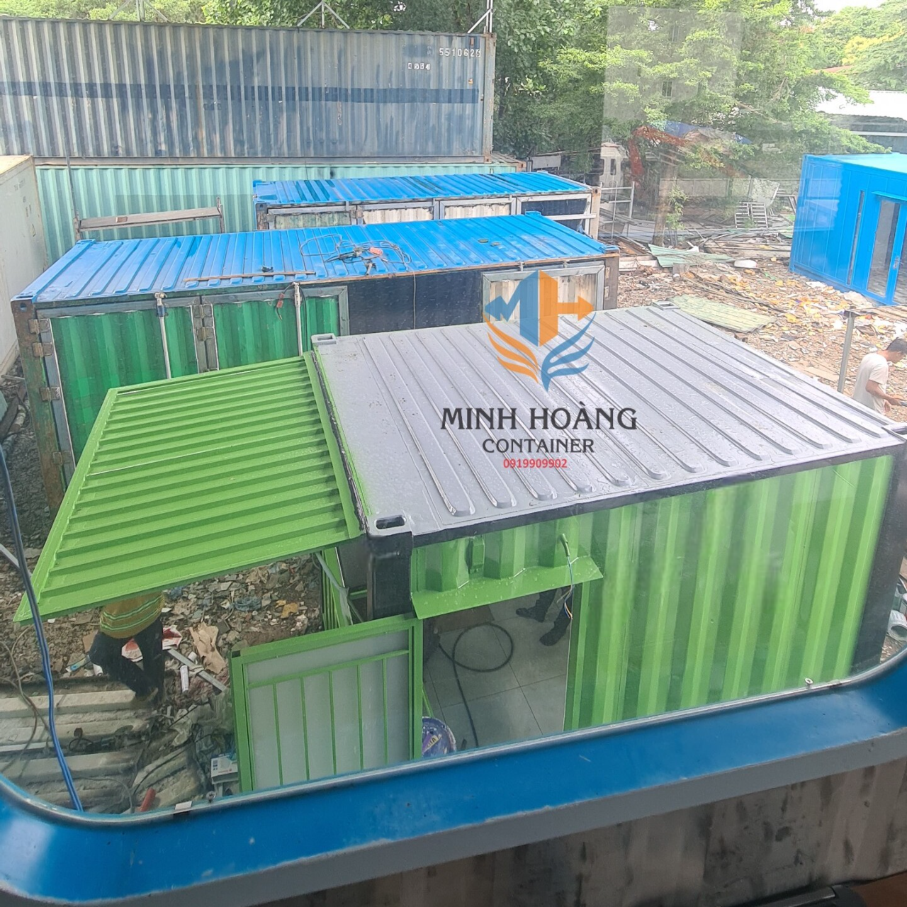 Container Cafe 10 Feet Xanh Lá Viền Đen Bàn Giao Đến Khách Hàng Tại Đồng Nai